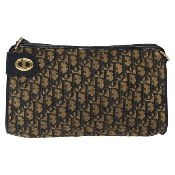 Christian Dior Trotter Canvas Shoulder Bag Navy Gold Auth 123286 - Picture 2 of 16